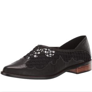 NWT Kelsi Dagger Genuine Leather Black Mesh Slip-On Loafer Size 6.5 Us Euro37